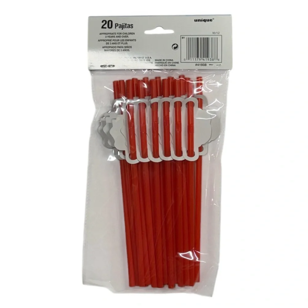 Unique brand set of 20 straws with pig attached brand new in package never used!